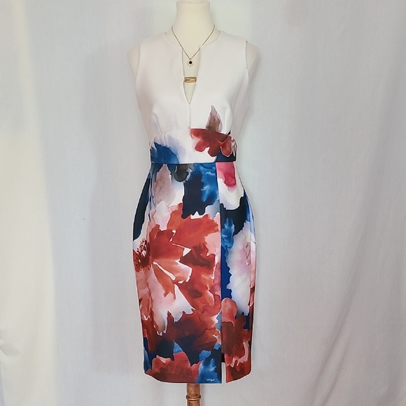 Donna Karan Floral Sleeveless Sheath Dress - Picture 1 of 16